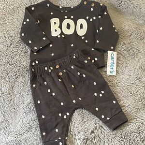 Carter's Dark Gray Two-Piece 'BOO' Halloween Outfit White Ghosts